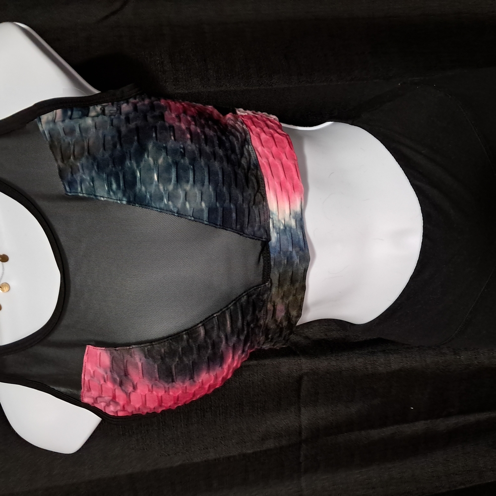 Stylish Black and Pink Mesh Top